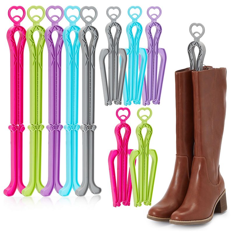 10 Pack Tall Boot Inserts Shape Holders for Women and Men， Knee High Shoes Support Stand， 5 Colors (13 x 4 In)