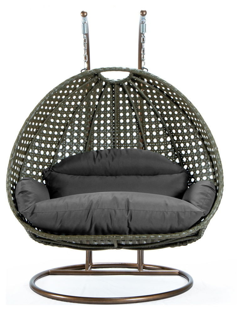 2 Person Beige Wicker Double Hanging Egg Swing Chair   Modern   Hammocks And Swing Chairs   by LeisureMod  Houzz