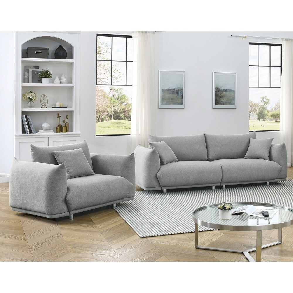 2 Piece Fabric Living Room Combination Sofa Set with 3 Pillows