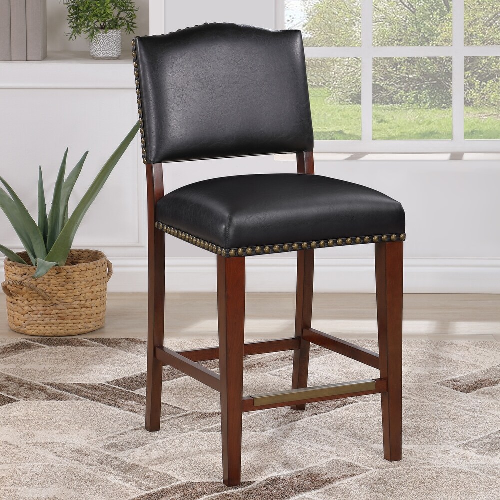 Deja Faux Leather Counter Stool with Nail Heads by Greyson Living