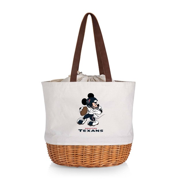 Nfl Houston Texans Mickey Mouse Coronado Canvas And Willow Basket Tote Beige Canvas