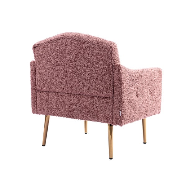 Teddy Fabric Accent Chair Leisure Single Sofa with Rose Golden Legs for Modern Living Room