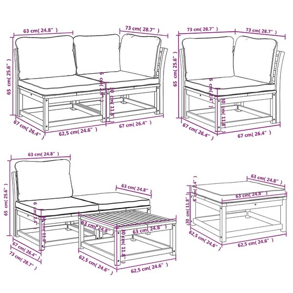 vidaXL Patio Sofa with Cushions 2Seater Outdoor Loveseat Solid Wood Acacia