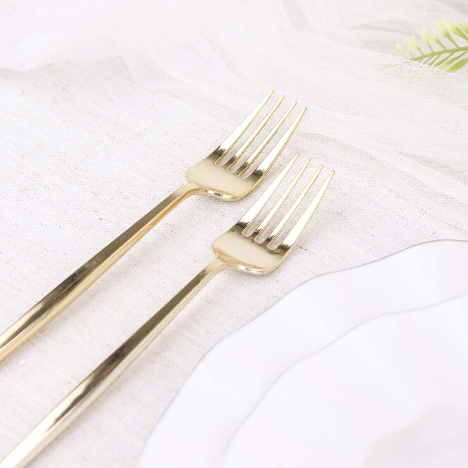 24 Pack Glossy Gold Heavy Duty Plastic Silverware Forks Cutlery, Premium Disposable Sleek Flatware 8