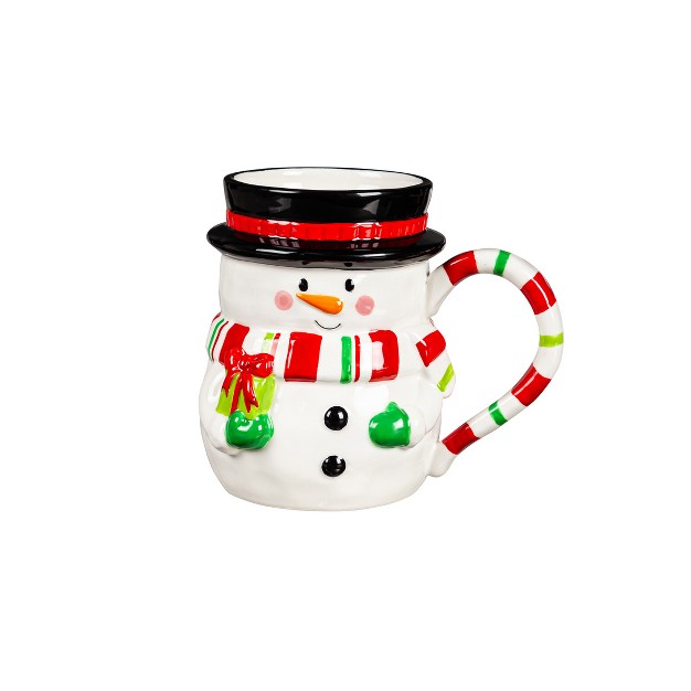 Evergreen Ceramic Cup 16 Oz Shaped Snowman