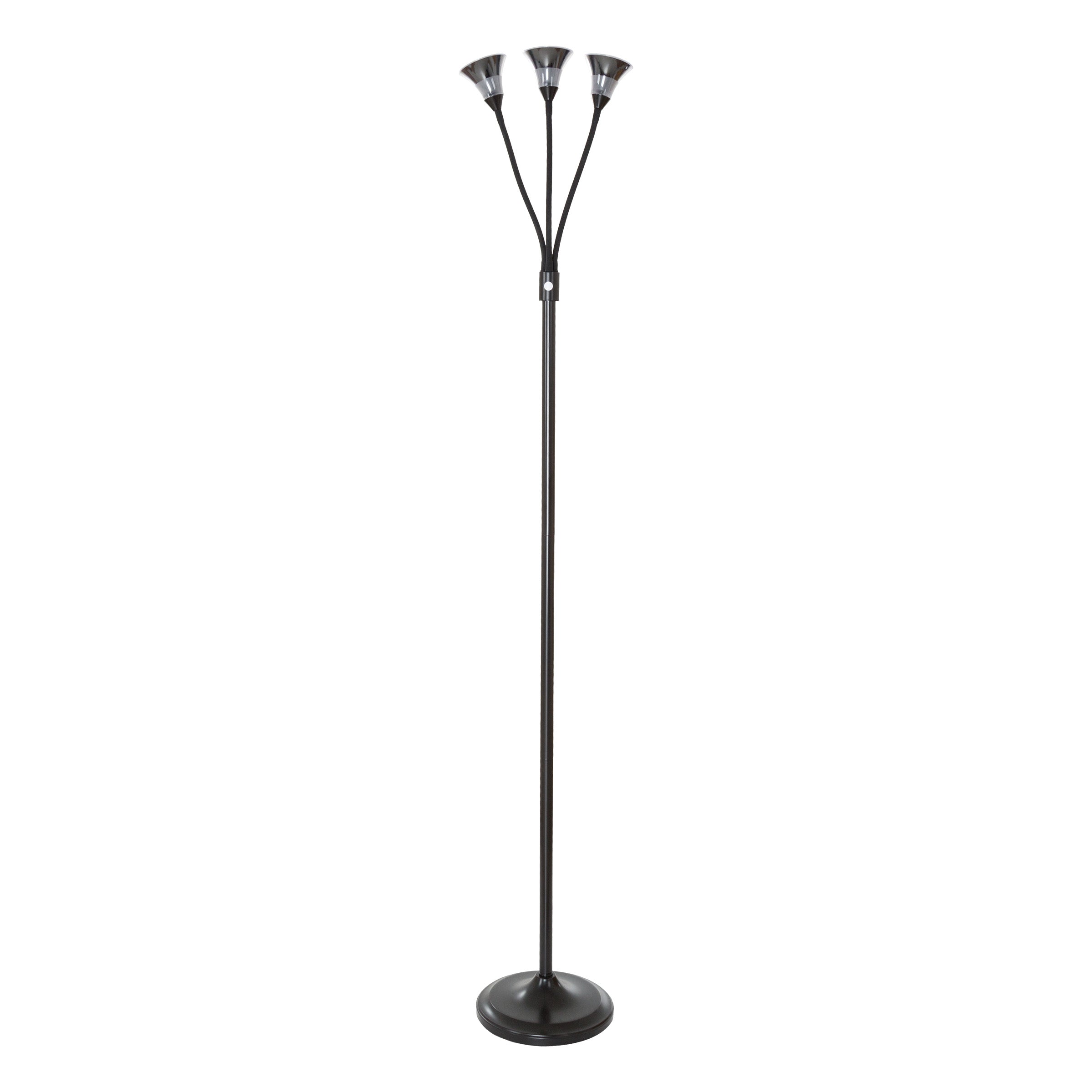 3 Head Floor Lamp, LED Light with Adjustable Arms, Touch Switch and Dimmer (Black) by Lavish Home