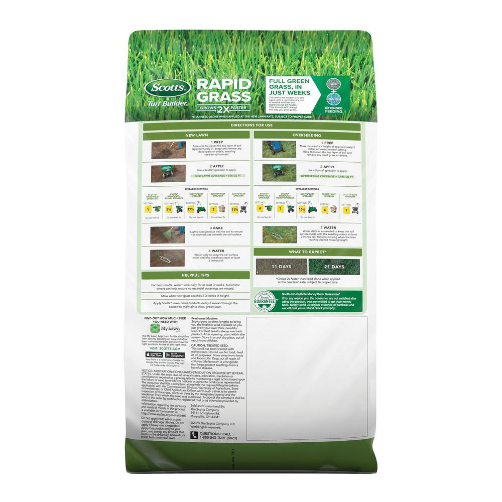 Scotts Turf Builder 5.6 lbs. Rapid Grass Tall Fescue Mix Combination Seed and Fertilizer Grows Green Grass in Just Weeks 18222-1