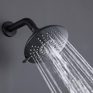 Hlihome Single-Handle 1-Spray Tub and 2 GPM 6 in. Round Shower Faucet in Matte Black (Valve Included) LYJ-7010-MB-6