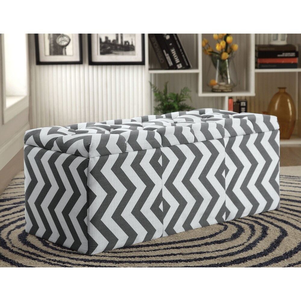 Gede Contemporary Fabric Tufted Life top Storage Bench by Furniture of America