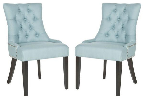 Carlene 19 quotH Tufted Ring Chair  Set of 2  Silver Nail Heads Light Blue   Transitional   Dining Chairs   by V.S.D Furniture  Houzz