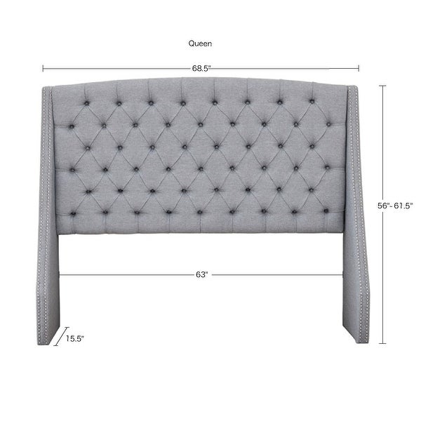 Madison Park Estella Grey Upholstery Headboard - - 15871108