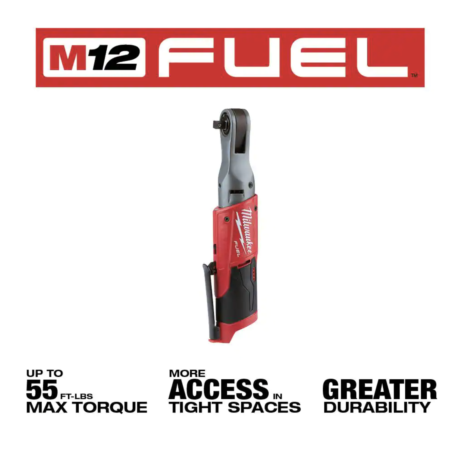 Milwaukee M12 FUEL 12-Volt Lithium-Ion Brushless Cordless 3/8 in. Ratchet， Tool-Only (2557-20)