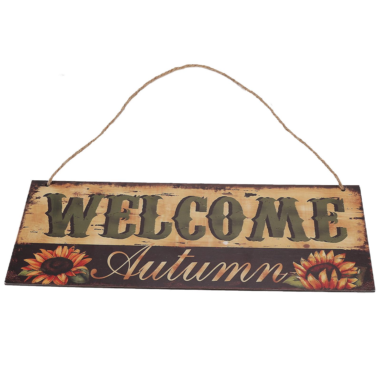 Wooden Door Hanging Plague With Pumpkin Sunflower Pattern For Indoor Outdoor Home Decorationjm00929