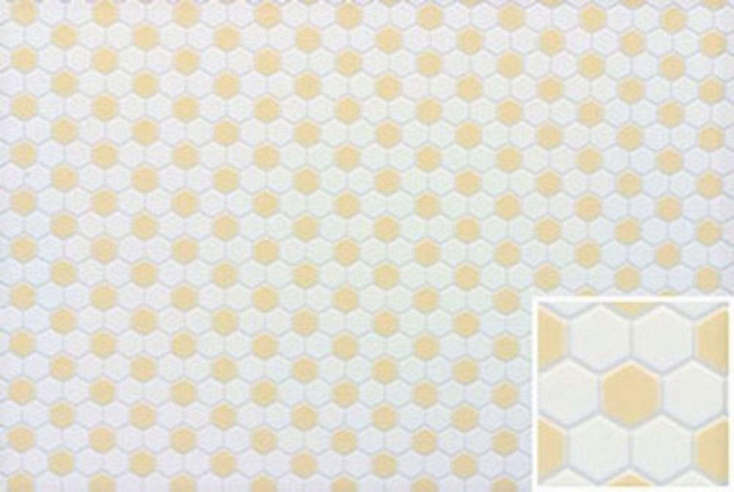 Dolls House Miniature Bathroom Kitchen Flooring White Beige Hexagon Tile Sheet