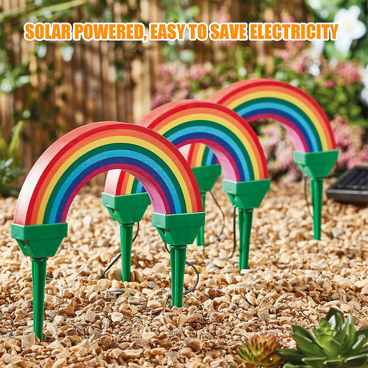 Rainbow Solar Lights Outdoor Waterproof Solar Stake Lights Led Landscape Lighting Lights For Garden Pathway Lawn Decoration