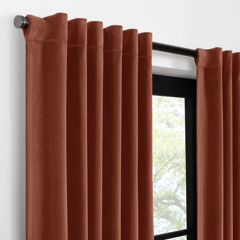 Eclipse Luxury Cotton Velvet 100% Blackout Rod Pocket Back Tab Curtain Window Panel