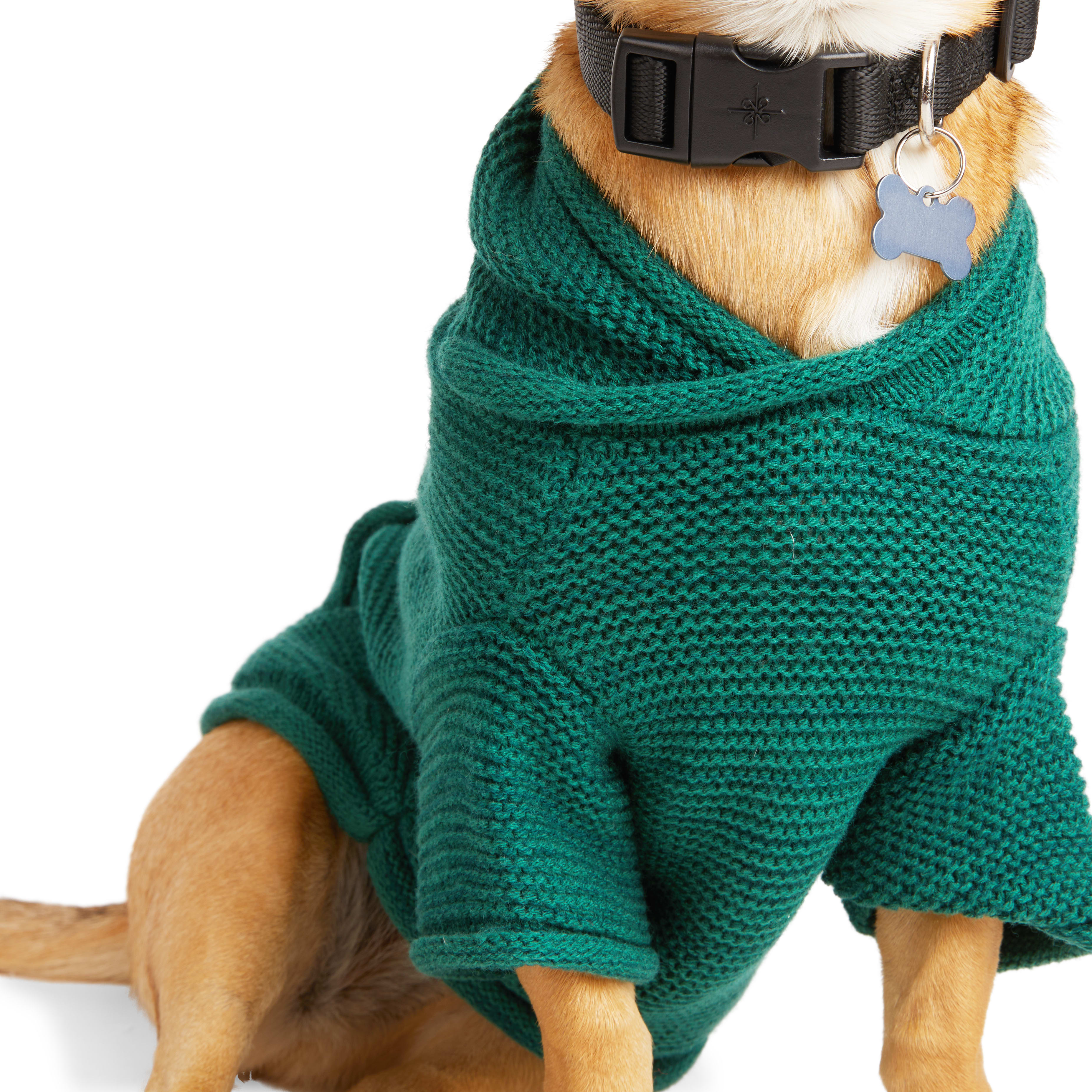 YOULY Green Sweater Dog Hoodie， XX-Small