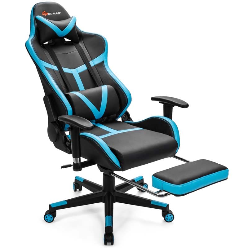 Computer Gaming Chair, Ergonomic High Back Massage Racing Chair, Swivel Office Chair with Footrest & Adjustable Armrests