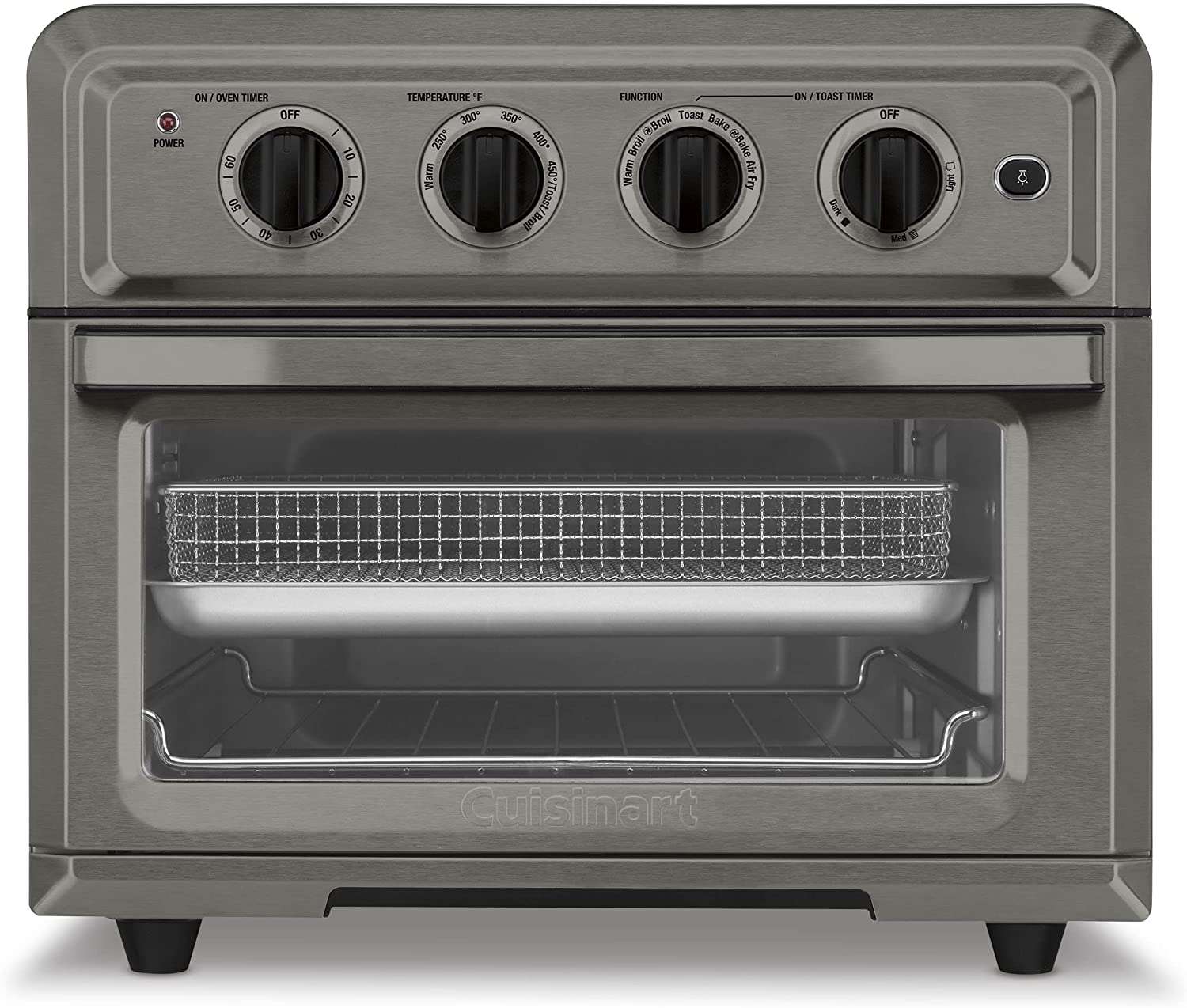 Cuisinart TOA-60BKS Convection Air Fryer Toaster Oven， Premium 1800-Watt Oven with 7-in-1 Functions and Wide Temperature Range， Large Capacity AirFryer with 60-Minute Timer/Auto-Off， Black Stainless