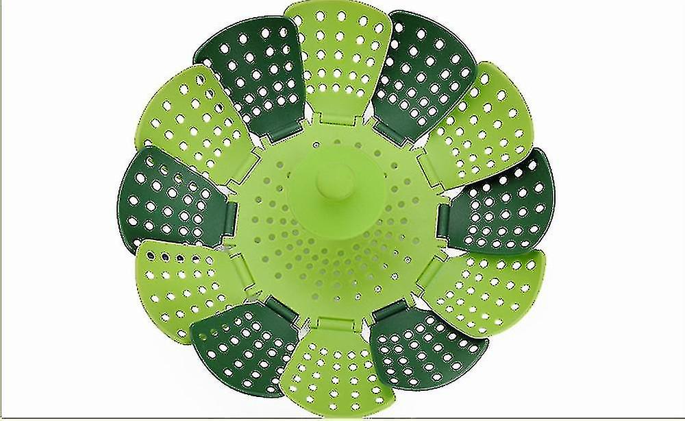 Folding Steamer Basket Retractable Plastic Food Steaming Fruit And Vegetable Plate， 1 Piece， Green