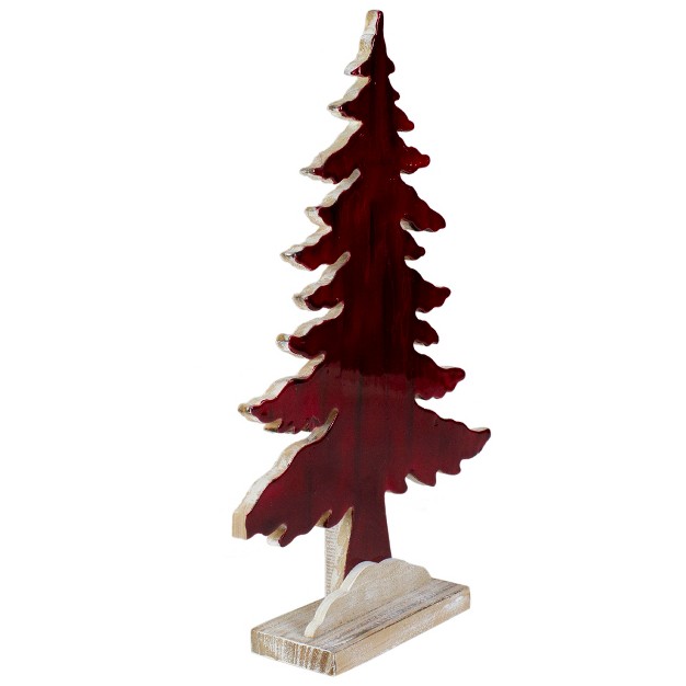 Red And Black Stained Forest Tree Christmas Tabletop Decor