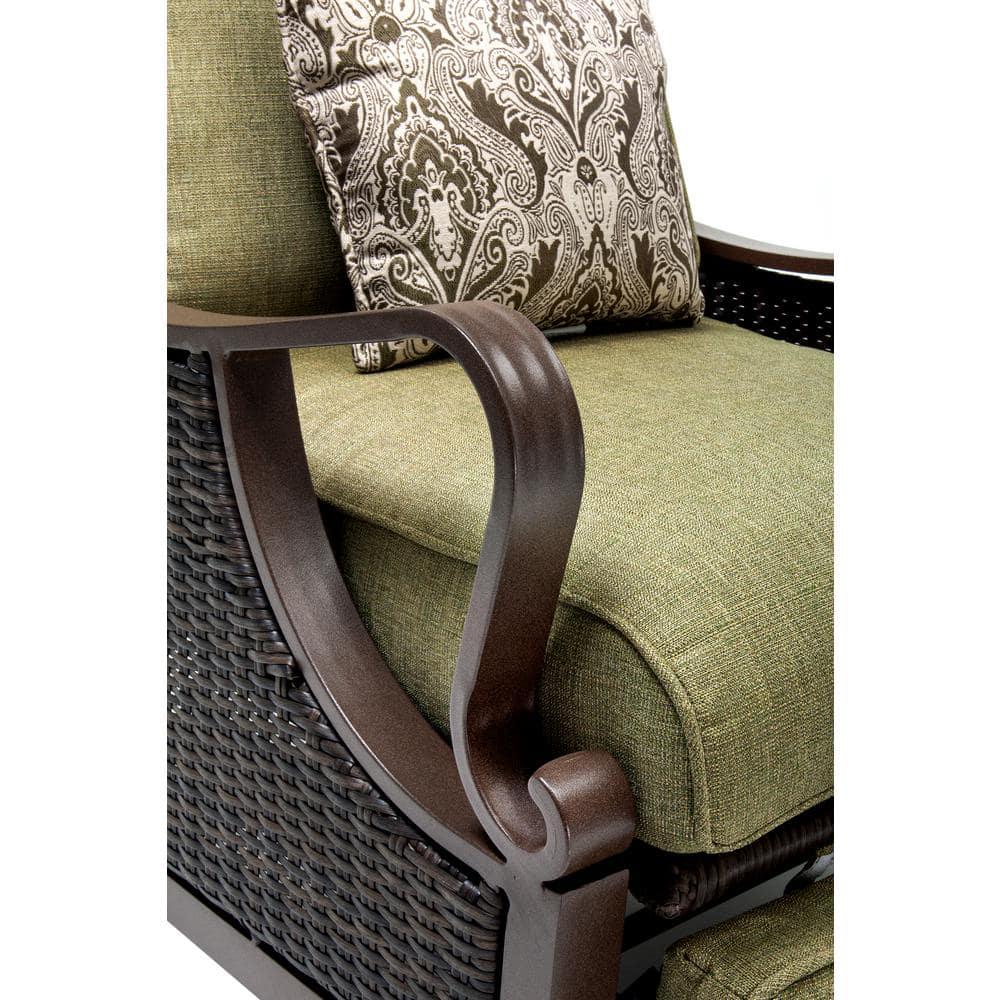 Hanover Ventura Reclining Wicker Outdoor Lounge Chair with Vintage Meadow Cushion