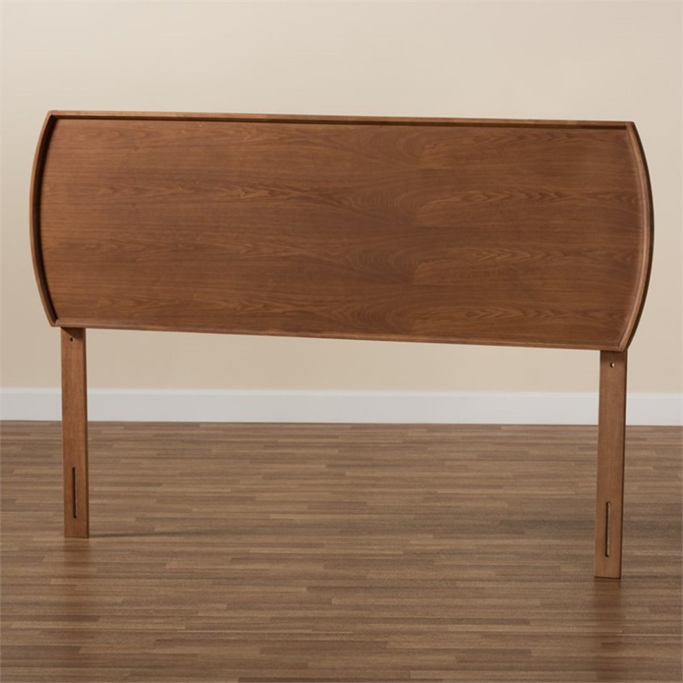 Bowery Hill Mid Century Wood King Size Headboard in Ash Walnut   Transitional   Headboards   by Homesquare  Houzz