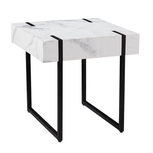 SEI Furniture Kiernan Modern Faux Marble Side Table