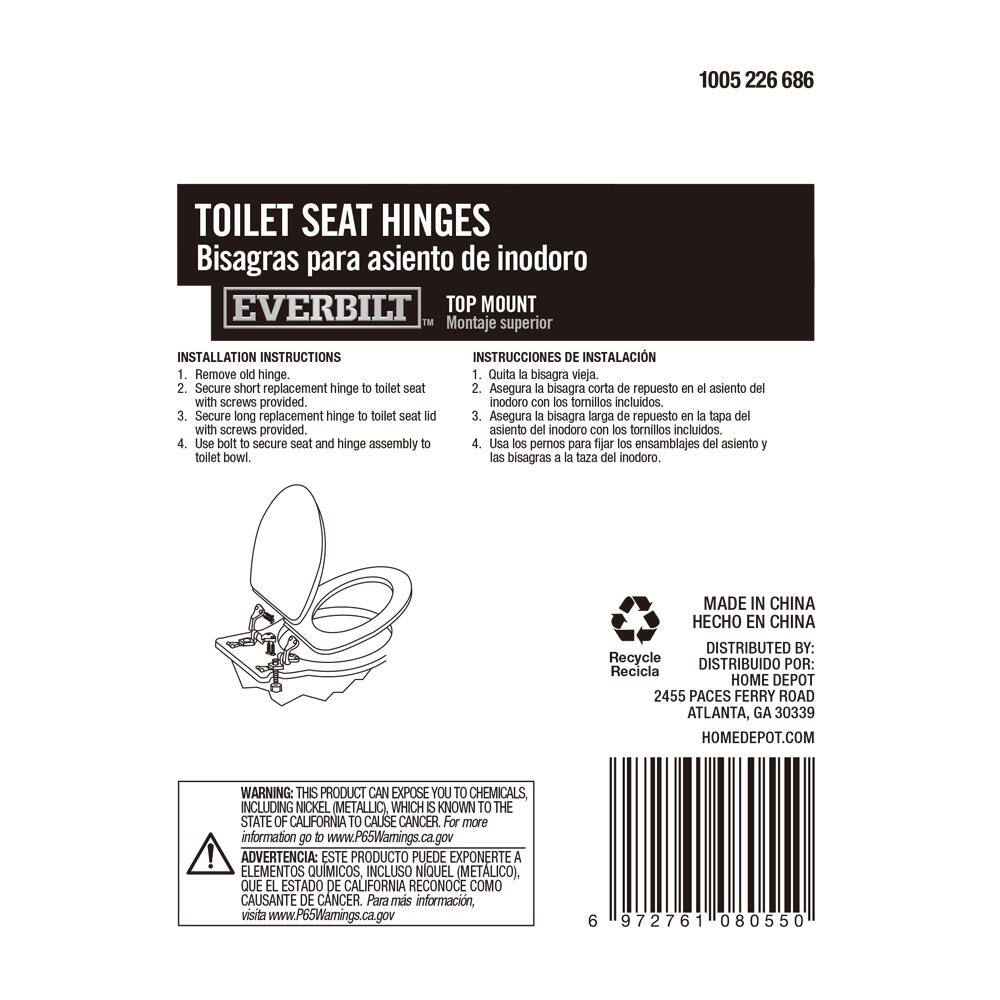 Everbilt Top Mount Toilet Seat Hinges 1000055085