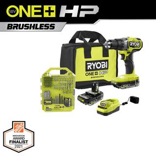 RYOBI ONE+ HP 18V Brushless Cordless 12 in. DrillDriver Kit w(2) Batteries Charger Bag  Drill and Drive Kit (95-Piece) PBLDD01K-A989504