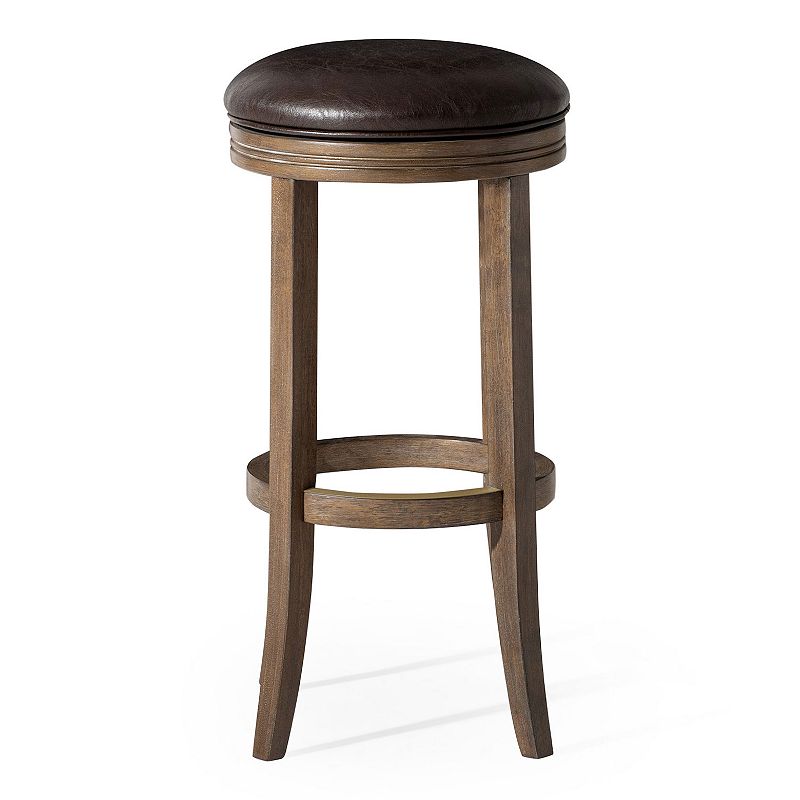 Maven Lane Eva Bar Stool In Walnut Finish With Marksman Saddle Vegan Leather