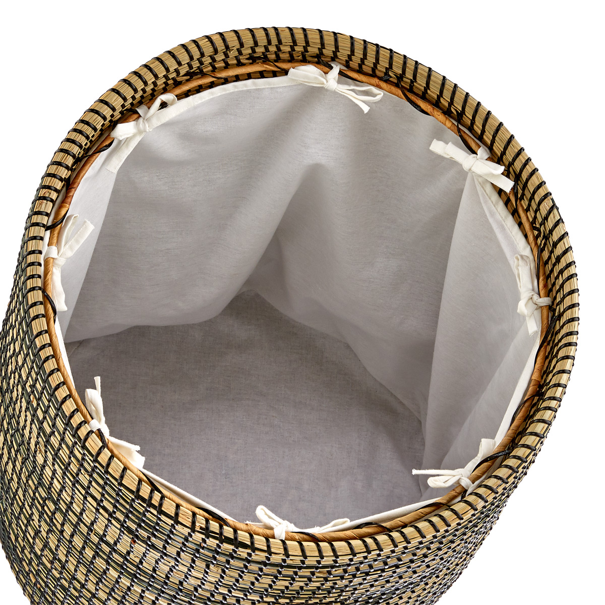 Round Striped Seagrass Hamper