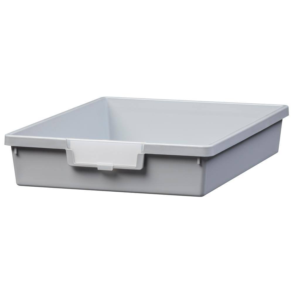 2 Gal. - Tote Tray - Slim Line 3 in. Storage Tray in Light Gray 1950LG1