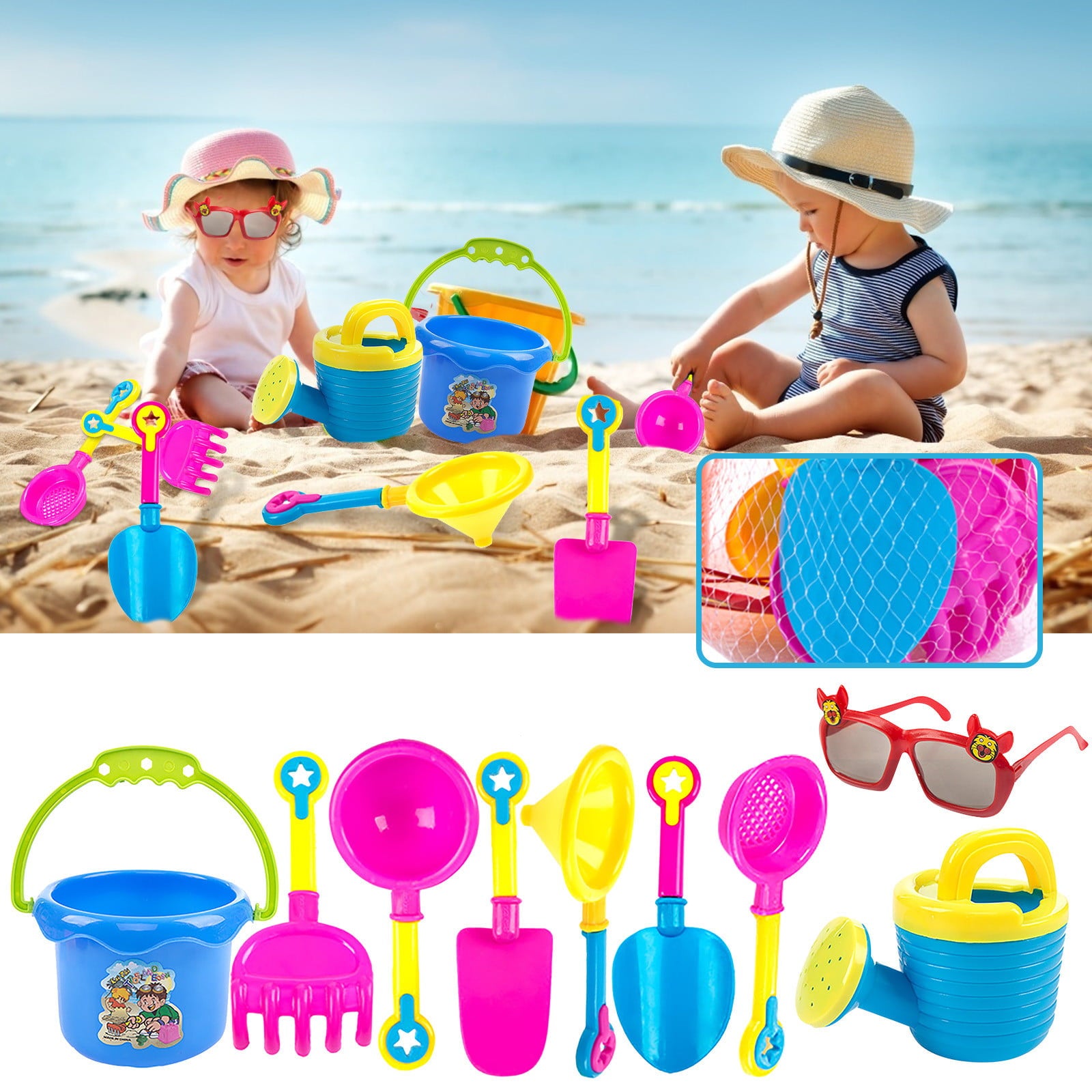 Fridja Sand Toys For Kids 24 Pcs Beach Sand Toys Set Includes Water Can, Bucket, Sand Shovel Tool Kits, Sandbox Toys for Toddlers Kids Outdoor Play