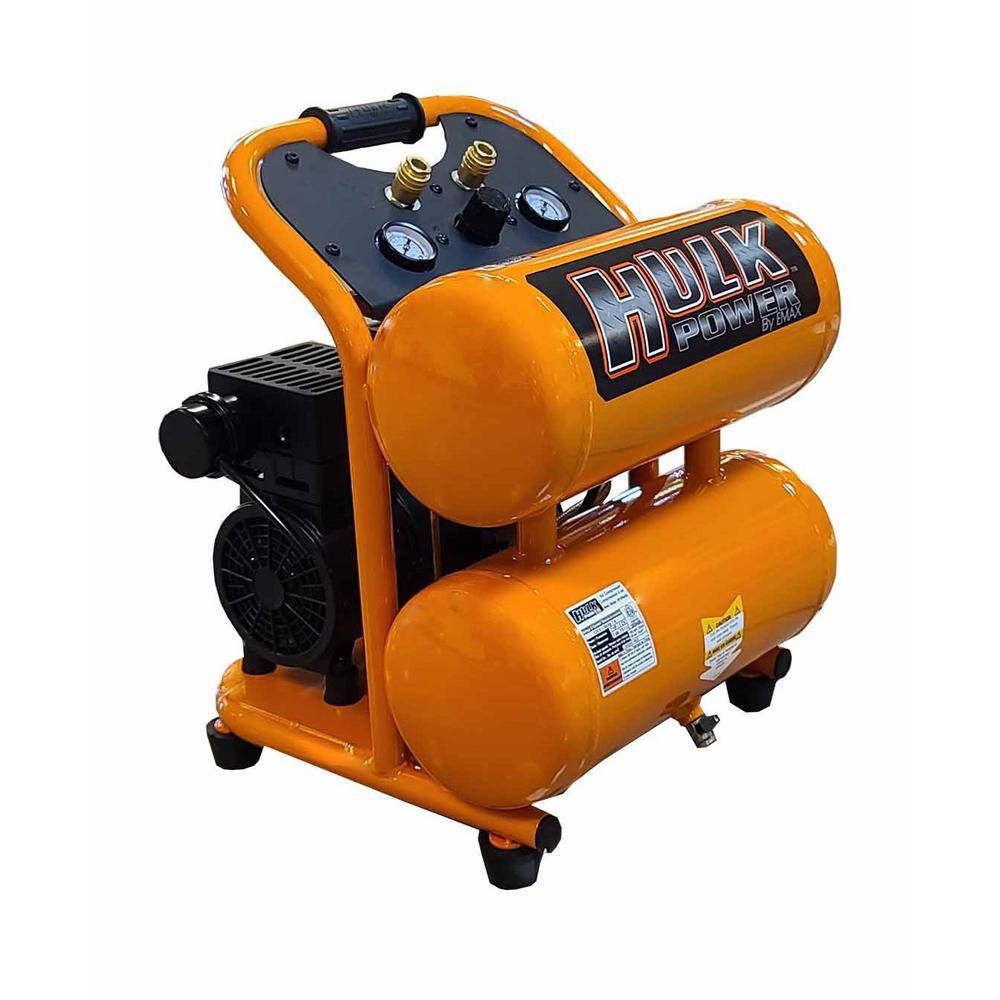 HULK POWER 4 Gal. 1 HP Portable Electric-Powered Twin Stack Silent Air Compressor HP15P004SS