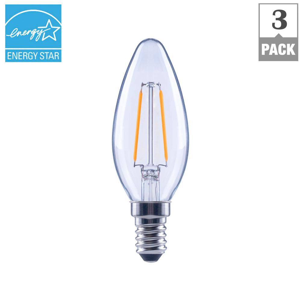 EcoSmart 25-Watt Equivalent B11 Dimmable E12 Candelabra ENERGY STAR Clear Glass LED Vintage Edison Light Bulb Daylight (3-Pack) FG-04066