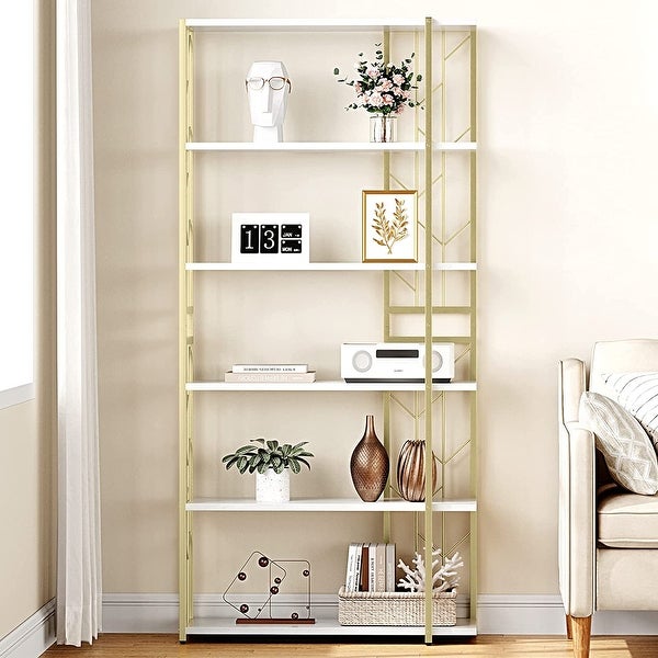 Bookshelf 6 Tier Bookcase Modern Storage Rack Shelf Tall Standing Bookshelves