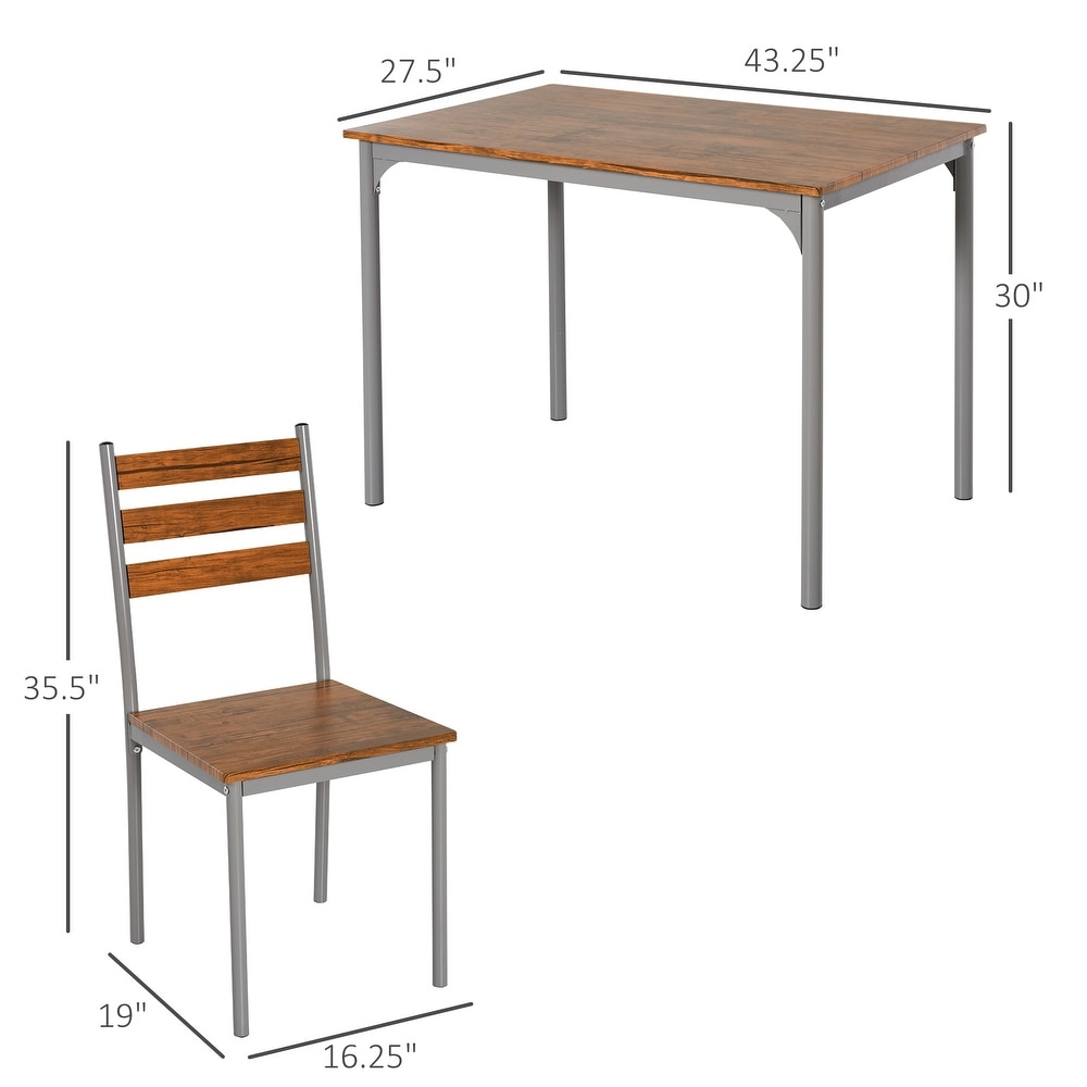 HOMCOM Modern 5 Piece Wooden Dining Kitchen table set 1 Table 4 Chairs Metal legs