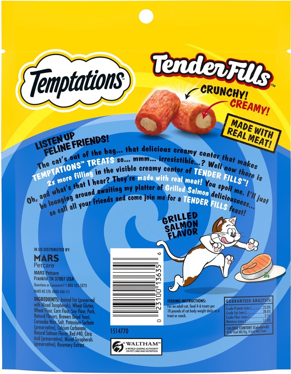 Temptations Tender Fills Grilled Salmon Flavor Soft and Crunchy Cat Treats