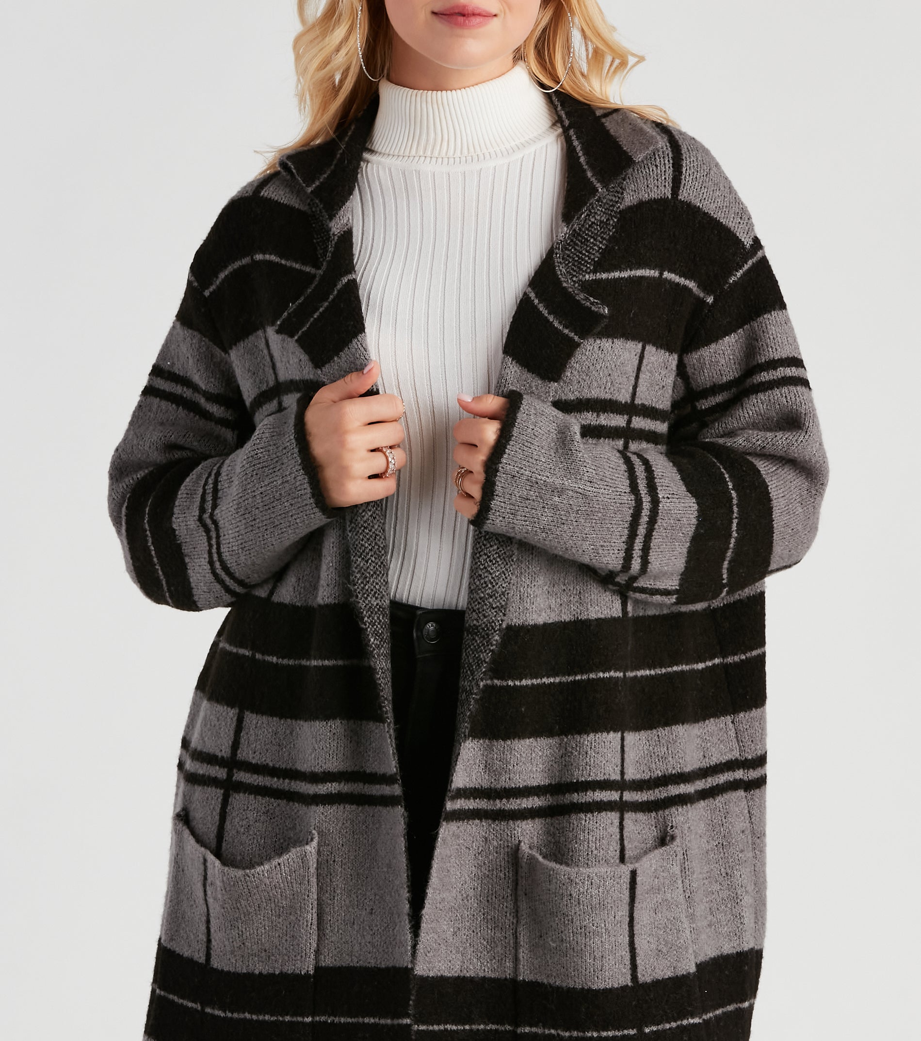 Comfort Zone Plaid Collared Duster