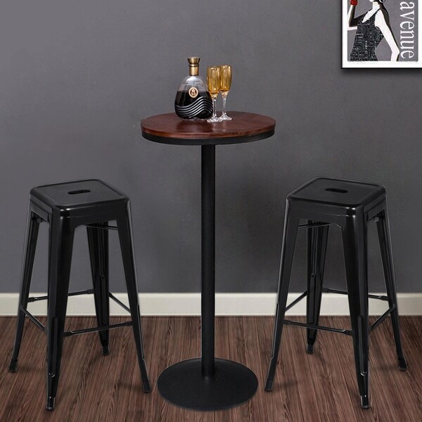 30'' Metal Barstools Set of 4 Counter Bar Stool Stackable Chairs for Bistro/Patio/Cafe/Restaurant - as picture