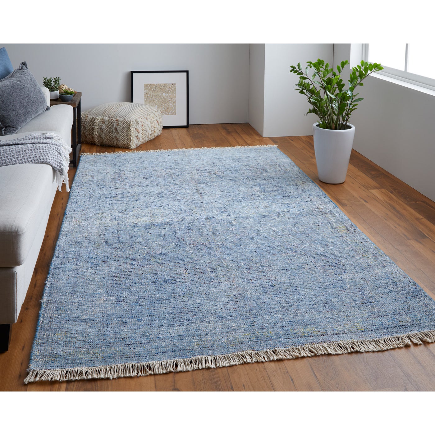 Ramey Hand Woven Blue and Beige Rug by BD Fine