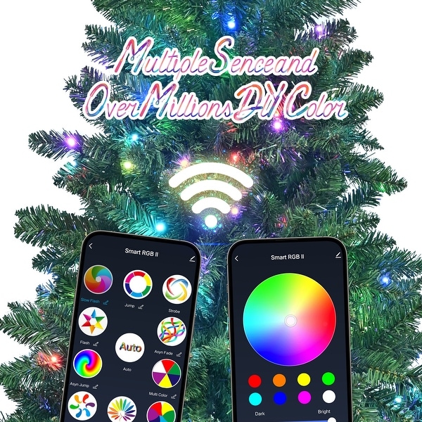 6/7/9Ft Automatic PVC Christmas Tree with Wifi Controlled Rgb Led Lights