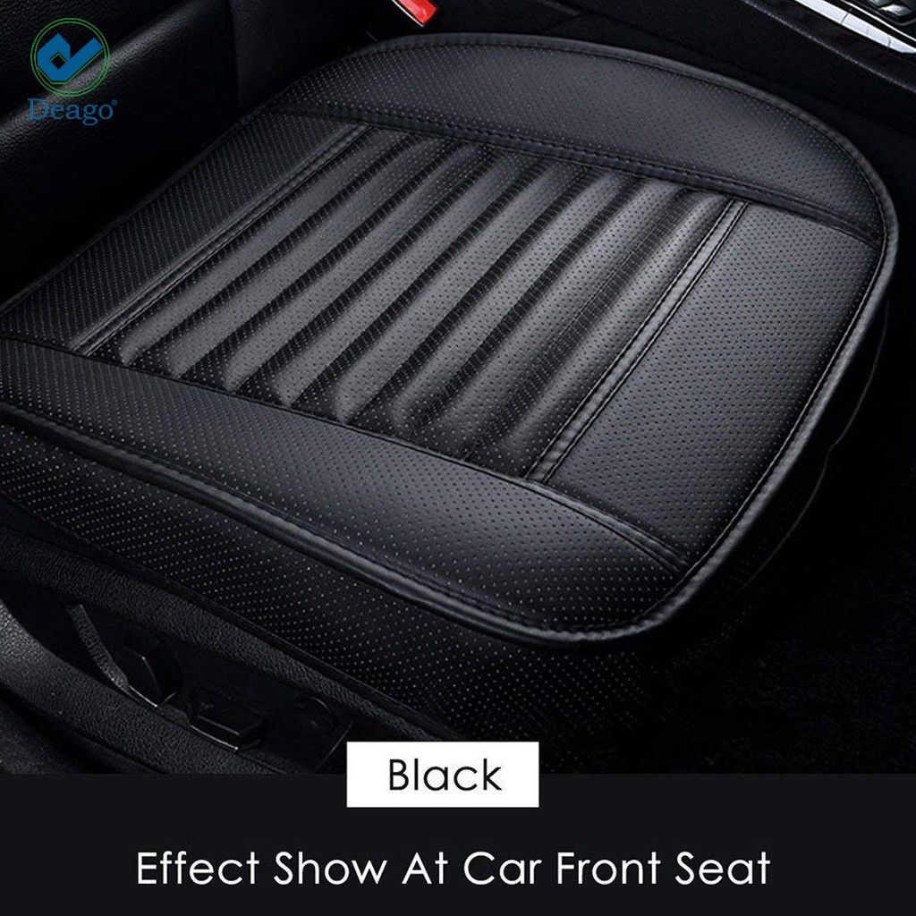 Deago Edge Wrapping 1pc Car Front Seat Cushion Cover Pad Mat for Auto Supplies Office Chair with PU Leather (Black)