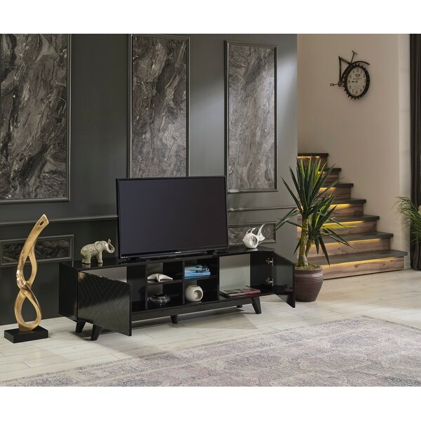 Laydi 2 Door Cabinet 4 Cubby Hole Shelves TV Stand for TVs up to 80