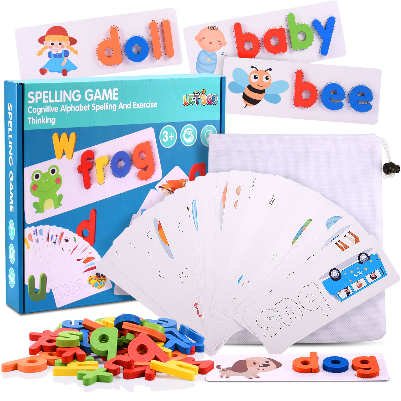 Learning Educational Activity for Kids， 80 Pcs of CVC Word Builders for Toddler Learning Activities Toys， See and Spell Matching Letter Game Christmas Gift 3 4 5 6 Years Old Boys Girls