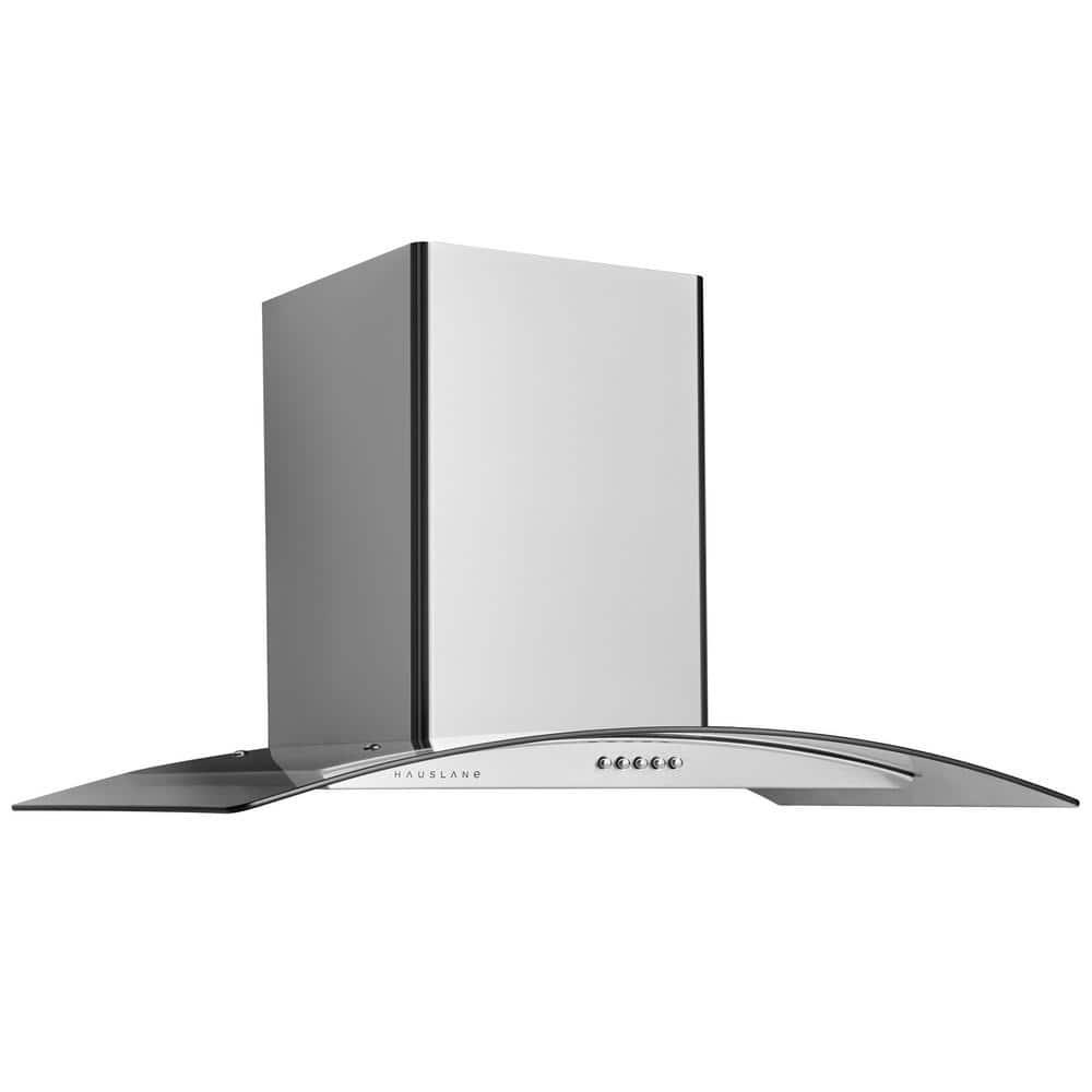 HAUSLANE 36 in Convertible Wall Mount Range Hood with Tempered Glass Baffle Filters in Stainless Steel