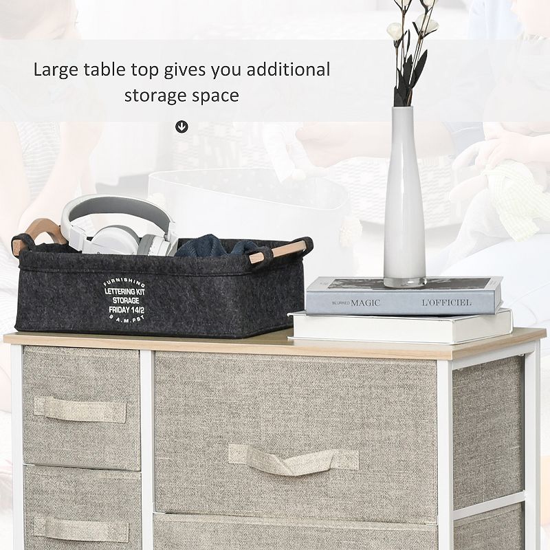 HOMCOM 7 Drawer Dresser Storage Tower Cabinet Organizer Unit Easy Pull Fabric Bins with Metal Frame for Bedroom Closets Grey