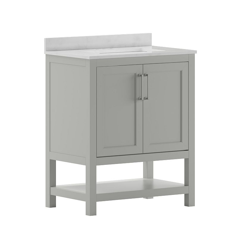 Emma and Oliver Vesta Bathroom Vanity with Undermount Sink and Open Storage Shelf