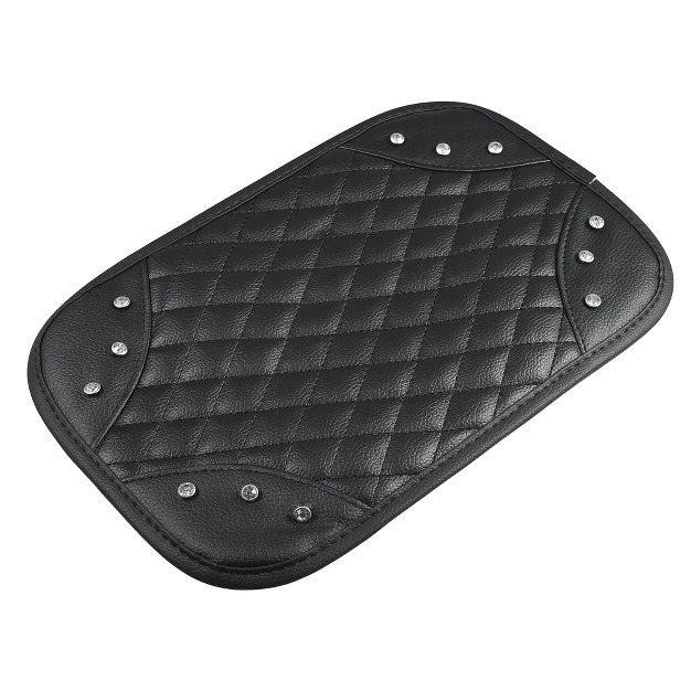 Unique Bargains Waterproof Faux Leather Bling With Rhinestone Universal Car Center Console Cover Black